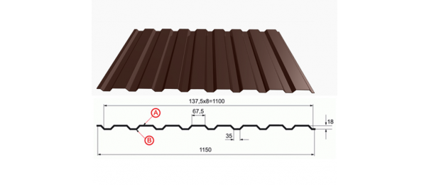 Профнастил коричневый оцинкованный  RAL 8017 С-20 купить недорого в Дединово