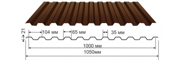 Профнастил коричневый оцинкованный  RAL 8017 С-21 купить недорого в Дединово
