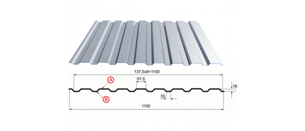 Профнастил оцинкованный С-20 1100x3000 купить недорого в Дединово